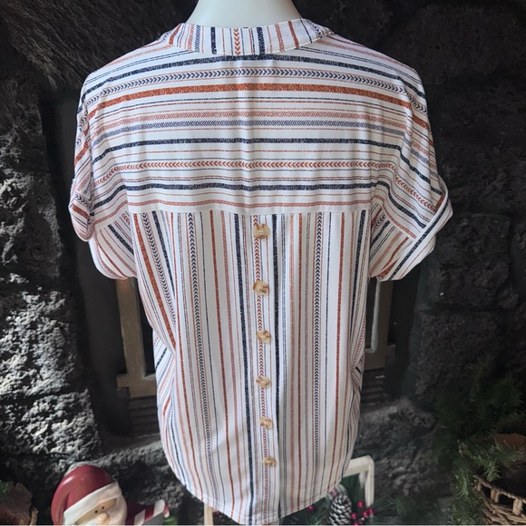 Fifty Street size XL Striped V-Neck Blouse top shirt - Picture 4 of 9